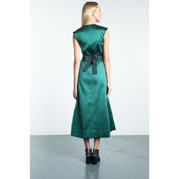 Tia Cibani Cypress Wrap Dress Deep Green Holiday Dress Size 2 - Picture 3 of 11